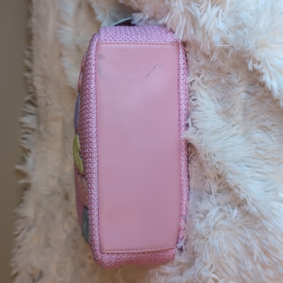 BEACH Pouch With Patches - Snacks Bag Chenille Letter Bag Cosmetic Pink Canvas - Picture 6 of 9